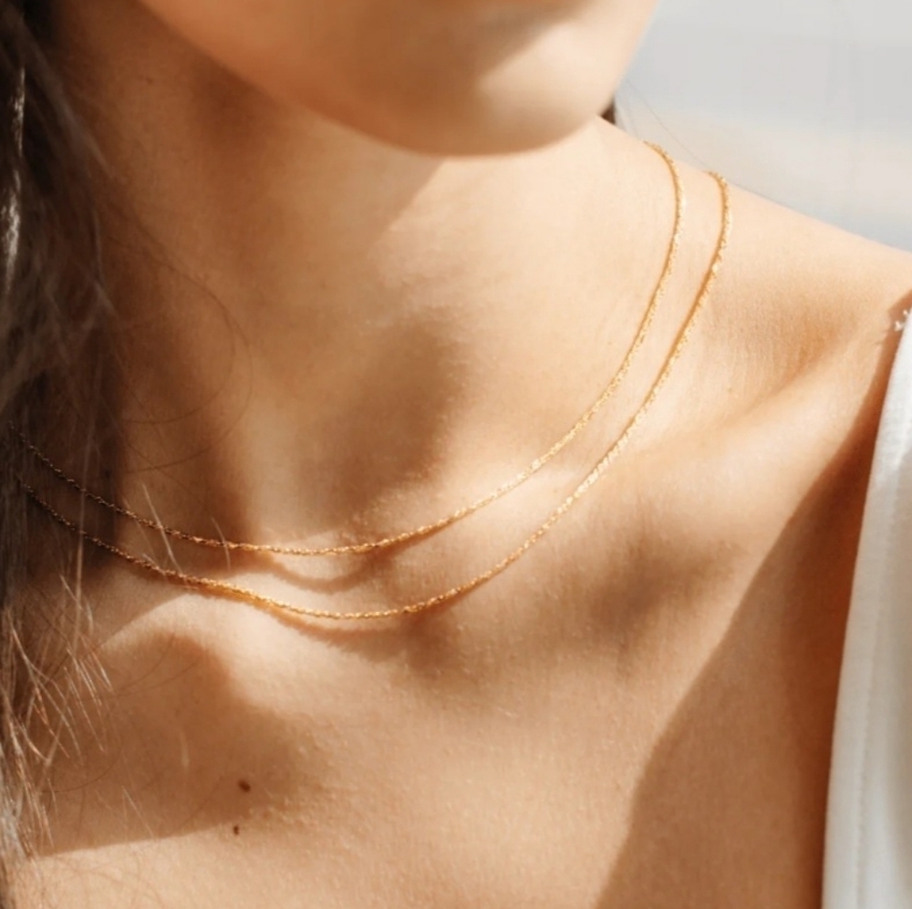 COPY - Gold filled layering necklaces (3). 14.5-16.5 inch. Womens layering piec… - Picture 5 of 5